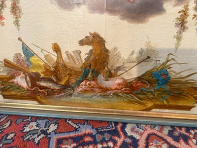 HUILE SUR TOILE DU 19ème A DECORS MYTHOLOGIQUES
