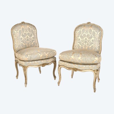 Coppia di sedie Luigi XV dalla forma serpentina - XVIII secolo