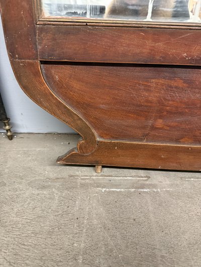 Console ancienne de style Empire en noyer, suspendue, XIXe siècle, 150 x 56 x 23 cm. Une pièce rare et ravissante.