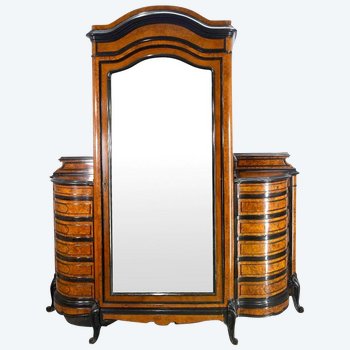 Napoleon III cabinet in burr wood and ebony from the 19th century