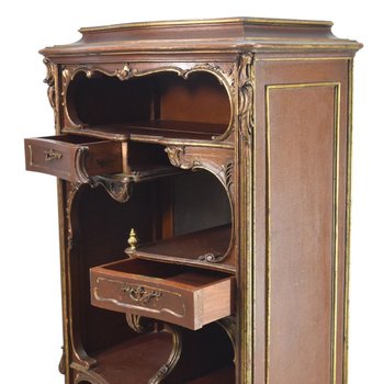Cabinet De Style Louis XV Rocaille Bois Doré Marron Fine del XIX secolo