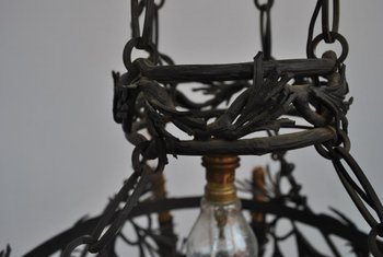 Lustre En Fer Forgé Dlg Brandt Art Déco 1930