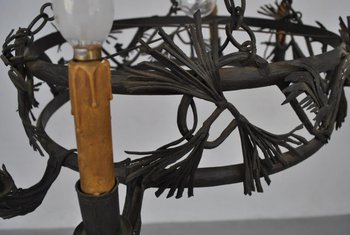 Lustre En Fer Forgé Dlg Brandt Art Déco 1930