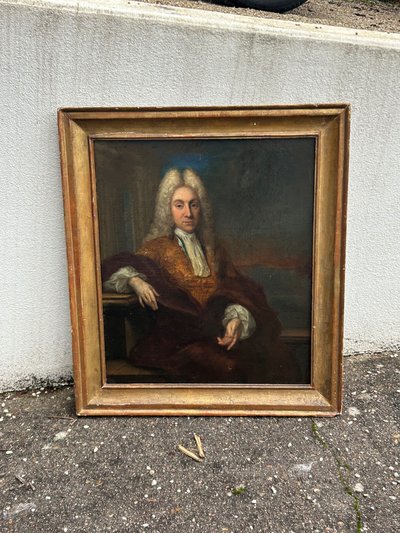 Early 17th-century French School portrait of a man with a wig