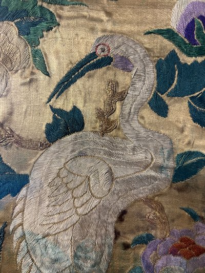 Antico frammento di ricamo cinese, XVIII o inizio XIX secolo - Cinese - arazzo - tessuto