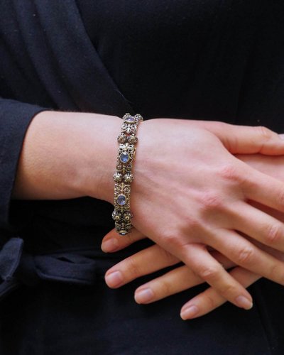Bracelet saphirs de Ceylan et diamants en argent et or 18k