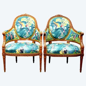 Paire De Bergères De Style Louis XVI 1900