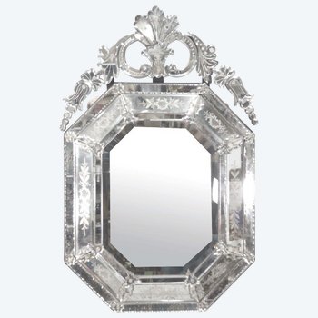 Venetian Style Mirror Octagonal Shape with Flower Design