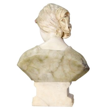 Buste De Jeune Femme En Marbre Et Albâtre