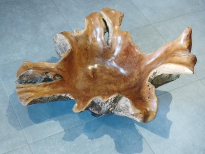 Skulpturales Mittelstück aus Holz, organisch geschnitten, brutalistisch.
