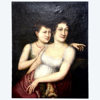 Portrait Of Two Women oil on canvas Empire period