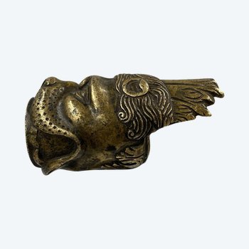 LION HEAD CANNON MOUTHPIECE European work late 17th - early 18th century Gilded brass