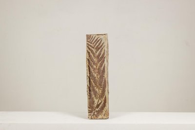 Brutalist-style stoneware vase with plant decoration. 1970s. LS6708A