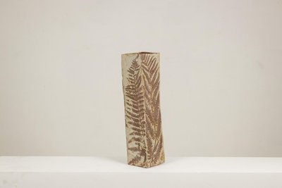 Brutalist-style stoneware vase with plant decoration. 1970s. LS6708A