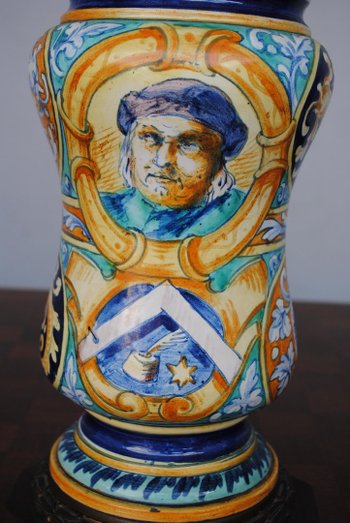 Pair Of Oil Lamps 1880 Italian Majolica