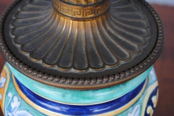 Pair Of Oil Lamps 1880 Italian Majolica