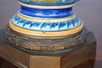 Pair Of Oil Lamps 1880 Italian Majolica