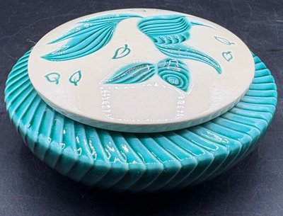 ENAMELED EARTHENWARE CANDY DISH