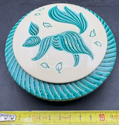 ENAMELED EARTHENWARE CANDY DISH