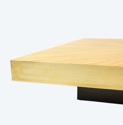 Couchtisch aus Strohintarsien und Messing. Zeitgenössisch LS43681993