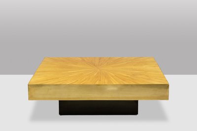 Couchtisch aus Strohintarsien und Messing. Zeitgenössisch LS43681993