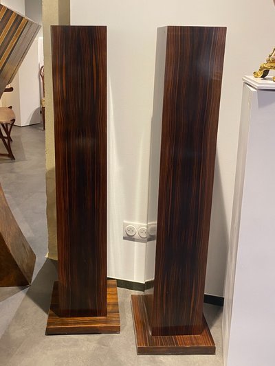 Pair of Art Deco columns / sheaths / stands in Macassar Ebony veneer