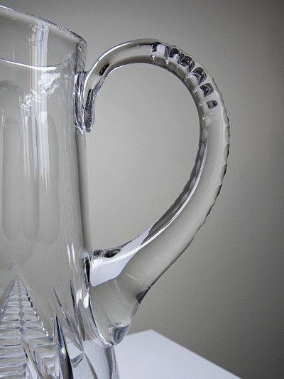 Large cut crystal water pitcher, European crystal makers, 20th century