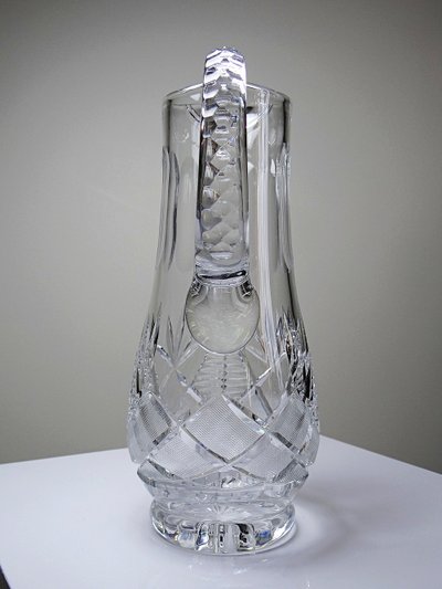 Large cut crystal water pitcher, European crystal makers, 20th century