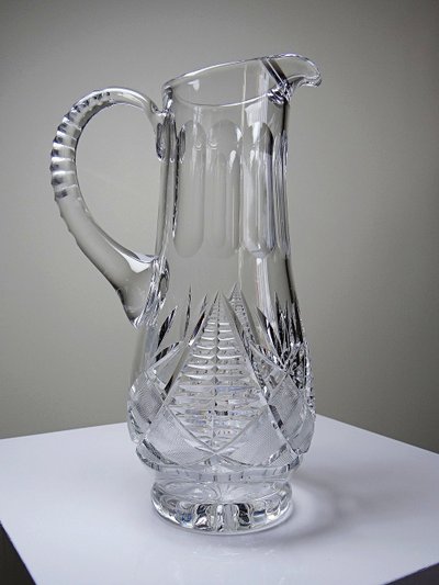 Large cut crystal water pitcher, European crystal makers, 20th century