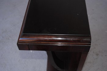 Console in legno annerito del 1930 con piano in vetro