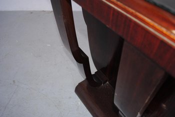 Console in legno annerito del 1930 con piano in vetro