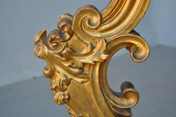 Grande Console Rocaille Bois Doré Marbre Romain XVIIème