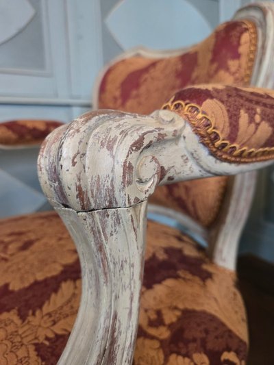 Pair of Louis XV period dressing chairs.