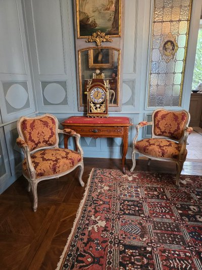 Pair of Louis XV period dressing chairs.