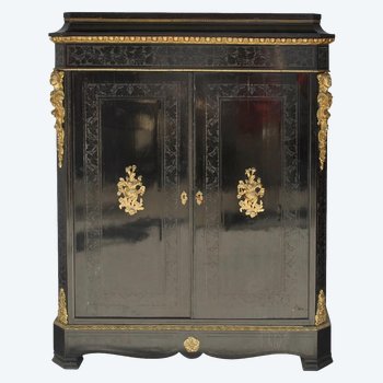 Napoleon III Style Door Chest Blackened Wood And Bronzes