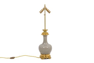 Lamp in porcelain celadon cracked and gilt bronze, circa 1880 LS4517471