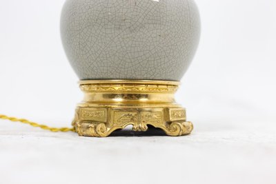 Lamp in porcelain celadon cracked and gilt bronze, circa 1880 LS4517471