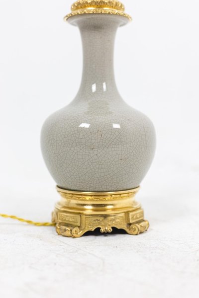Lamp in porcelain celadon cracked and gilt bronze, circa 1880 LS4517471