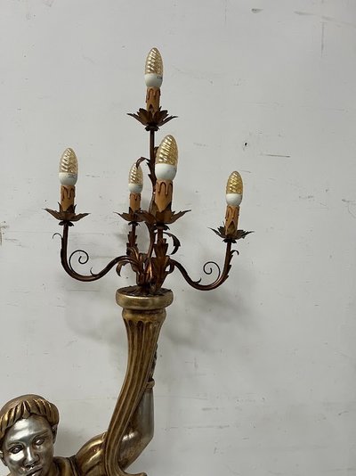 Stehlampe mit silberner nubischer Figur, 20. Jahrhundert
