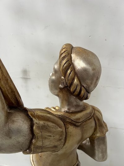 Stehlampe mit silberner nubischer Figur, 20. Jahrhundert