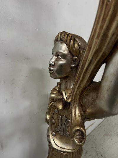 Stehlampe mit silberner nubischer Figur, 20. Jahrhundert