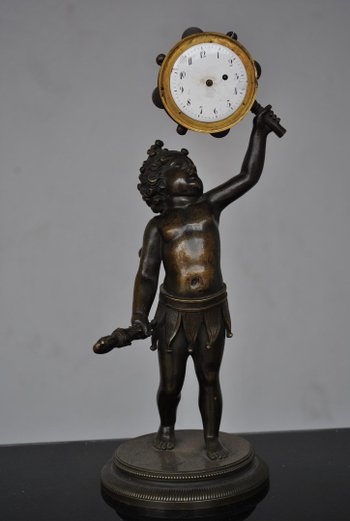 Harlequin Baby Bronze Clock Breguet mechanism 19th century