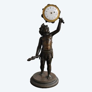 Harlequin Baby Bronze Clock Breguet mechanism 19th century