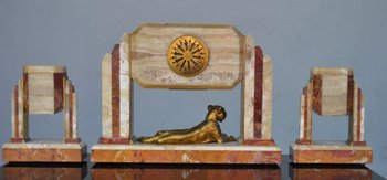 Art Deco 1930's Modernist Onyx Trim Clock