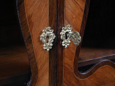 Display cabinet in marquetry of precious woods, Louis XV-Louis XVI Transition style – first half of the 19th century