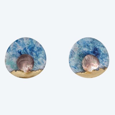 Coppia di applique da parete, design "madreperla nera". Opera contemporanea. LS59411709C