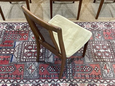 Set of 4 teak chairs by Gplan with cane backrests