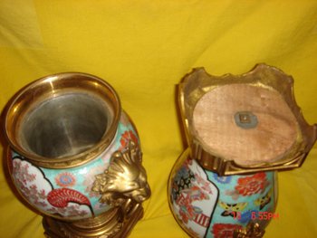 Paar China Lampen Montiert Bronze