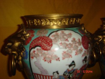 Paar China Lampen Montiert Bronze