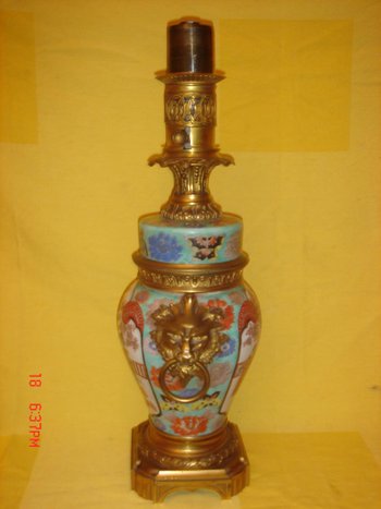 Paar China Lampen Montiert Bronze